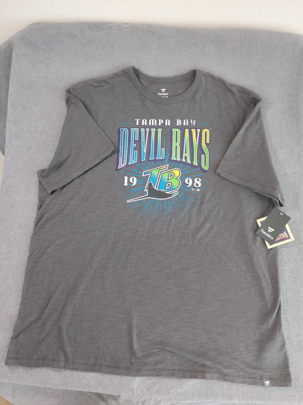 NWT Fanatics Cooperstown Tampa Bay Devil Rays 1998 Vintage Gray T-Shirt 3XL